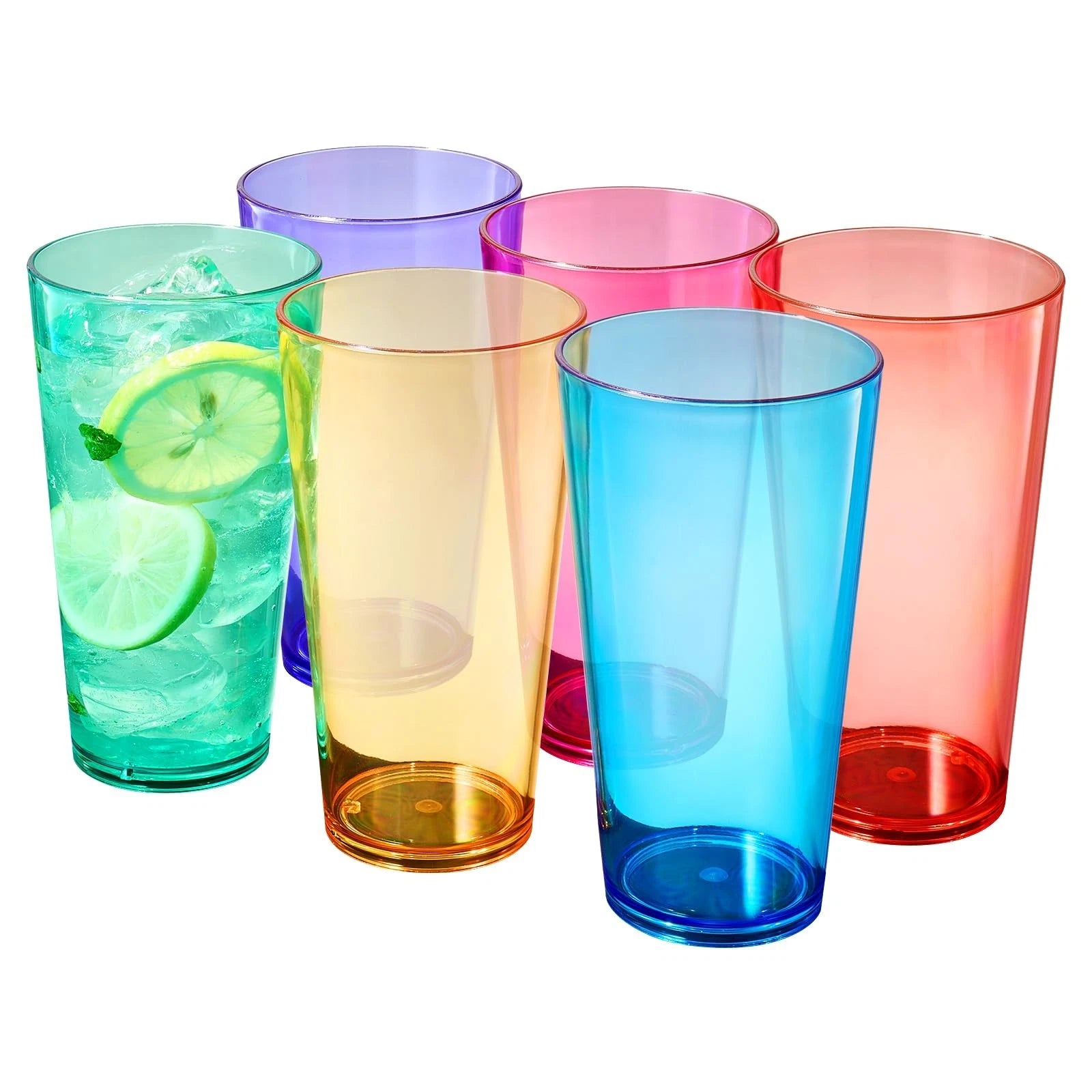 Plastic Reusable Drinking Glasses (set Of 6) Restaurant Cups Style 20 Oz Acrylic | eBay