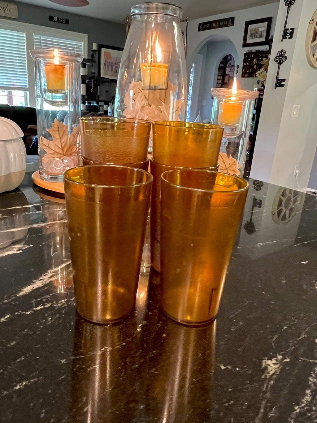 Set of 6 Durable Vintage Plastic Restaurant Tumblers Glasses Cups 12 oz Amber | eBay