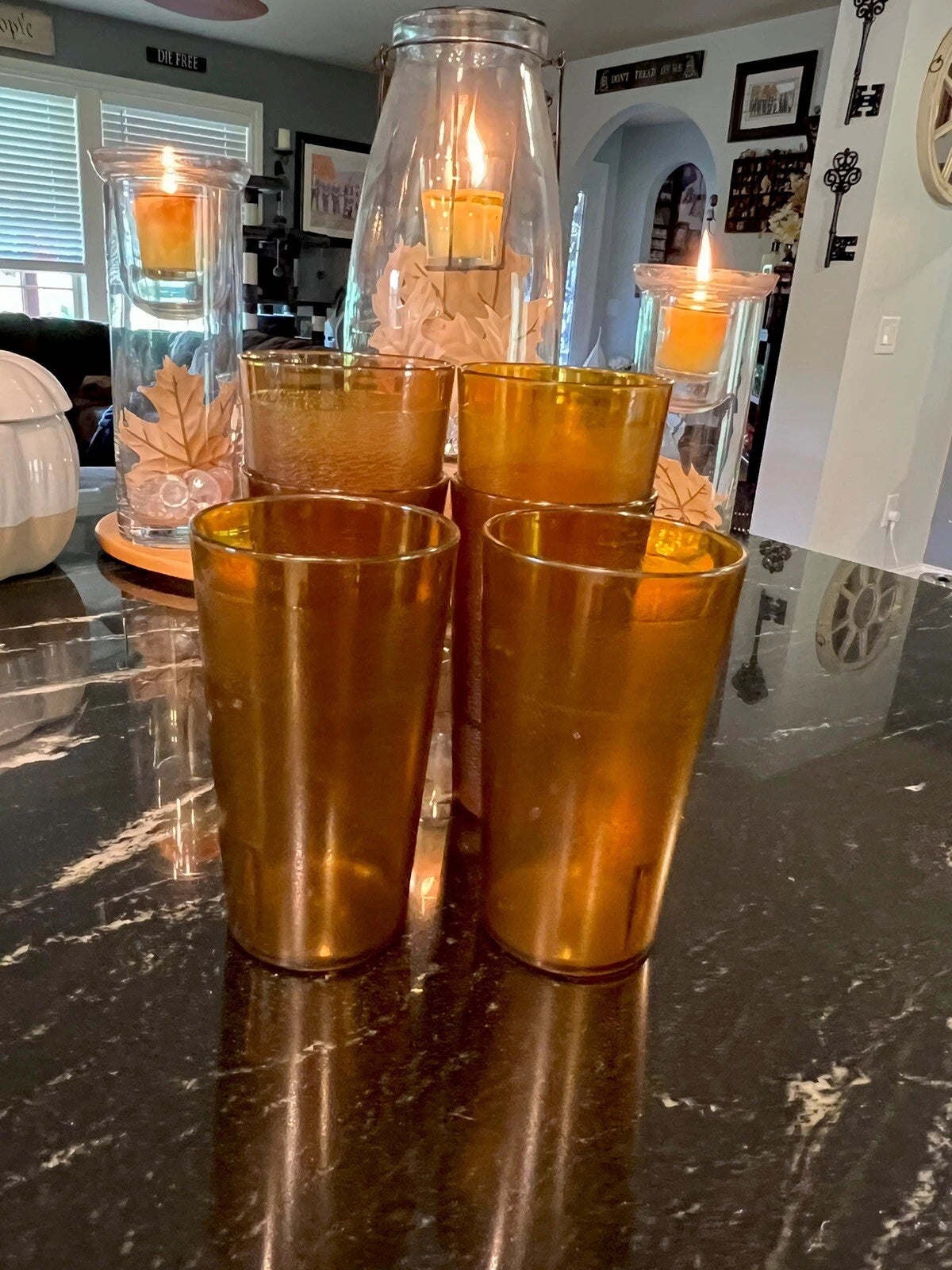 Set of 6 Durable Vintage Plastic Restaurant Tumblers Glasses Cups 12 oz Amber | eBay