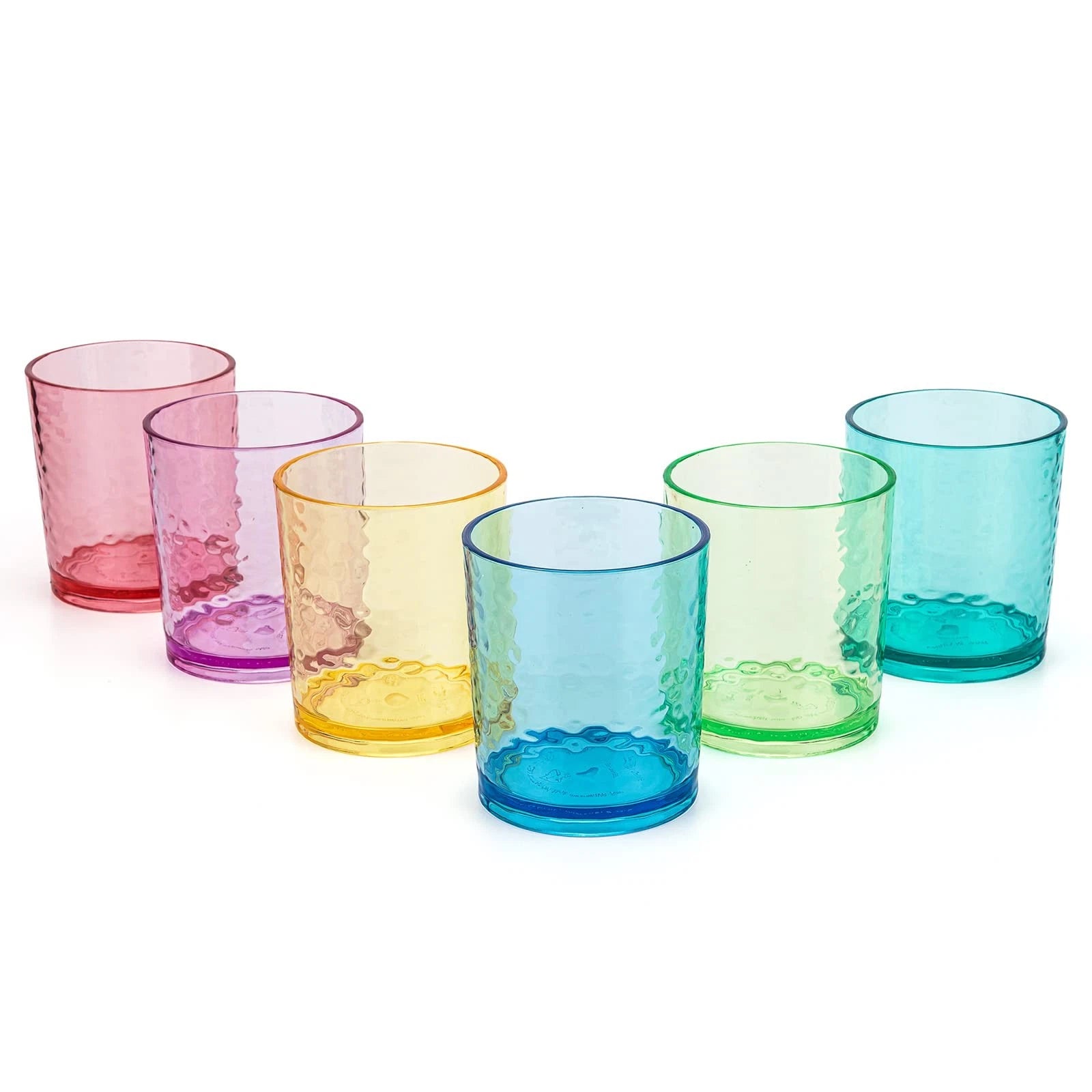 14-ounce Acrylic Glasses Plastic Tumbler, set of 6 Multicolor - Hammered Styl... | eBay