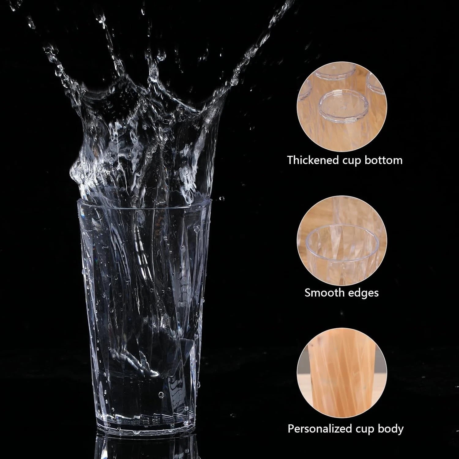 unbreakable Plastic Drinking Glasses，set of 8, shatterproof 10oz, Clear | eBay