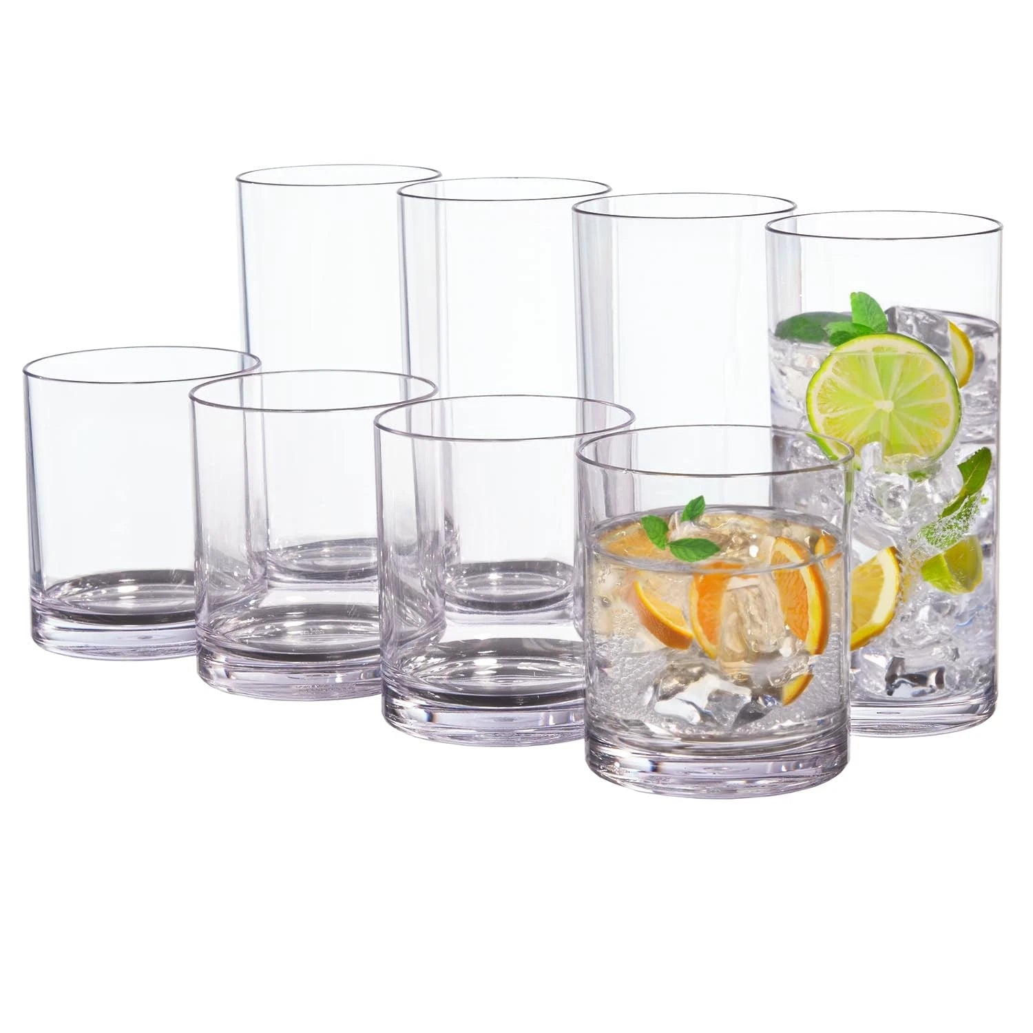 US Acrylic Classic Clear Plastic Reusable Drinking Glasses (Set of 8) 12oz Ro... 80844003023| eBay