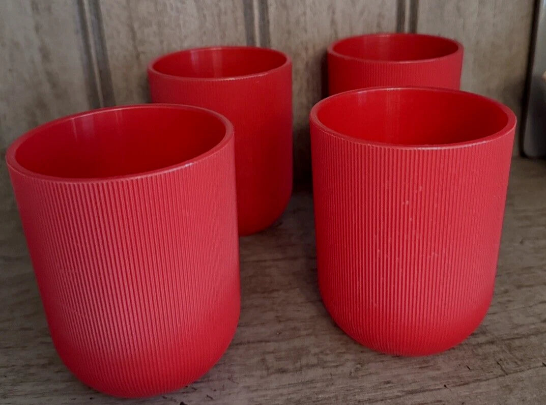 Vintage Majestic Ribbed Plastic Drinking Glass Cup Red 4" MCM 1960's set of 6 | eBay