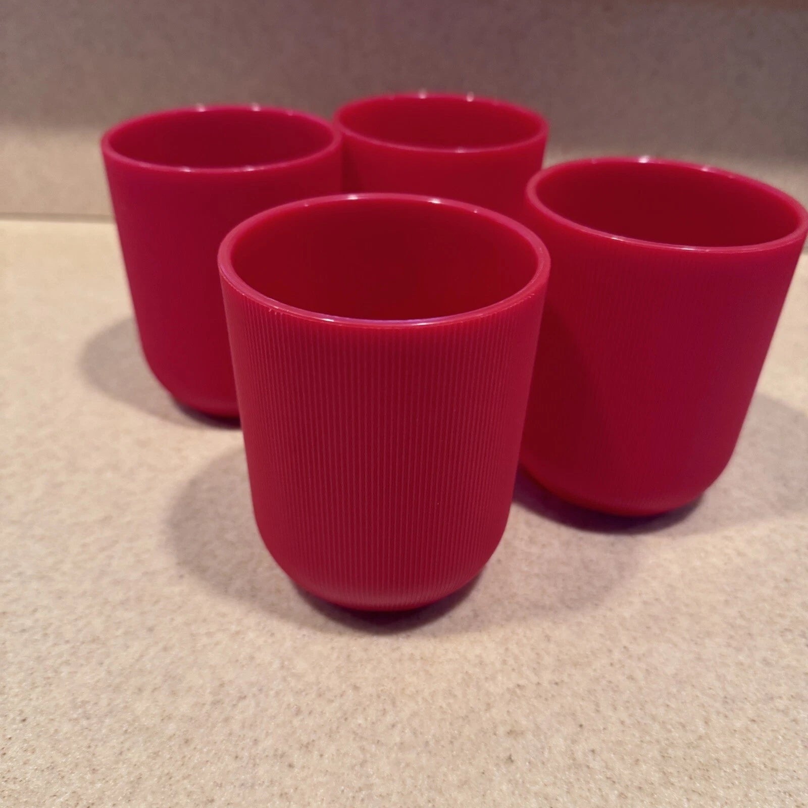 Vintage Majestic Ribbed Plastic Drinking Glass Cup Red 4" MCM 1960's set of 6 | eBay