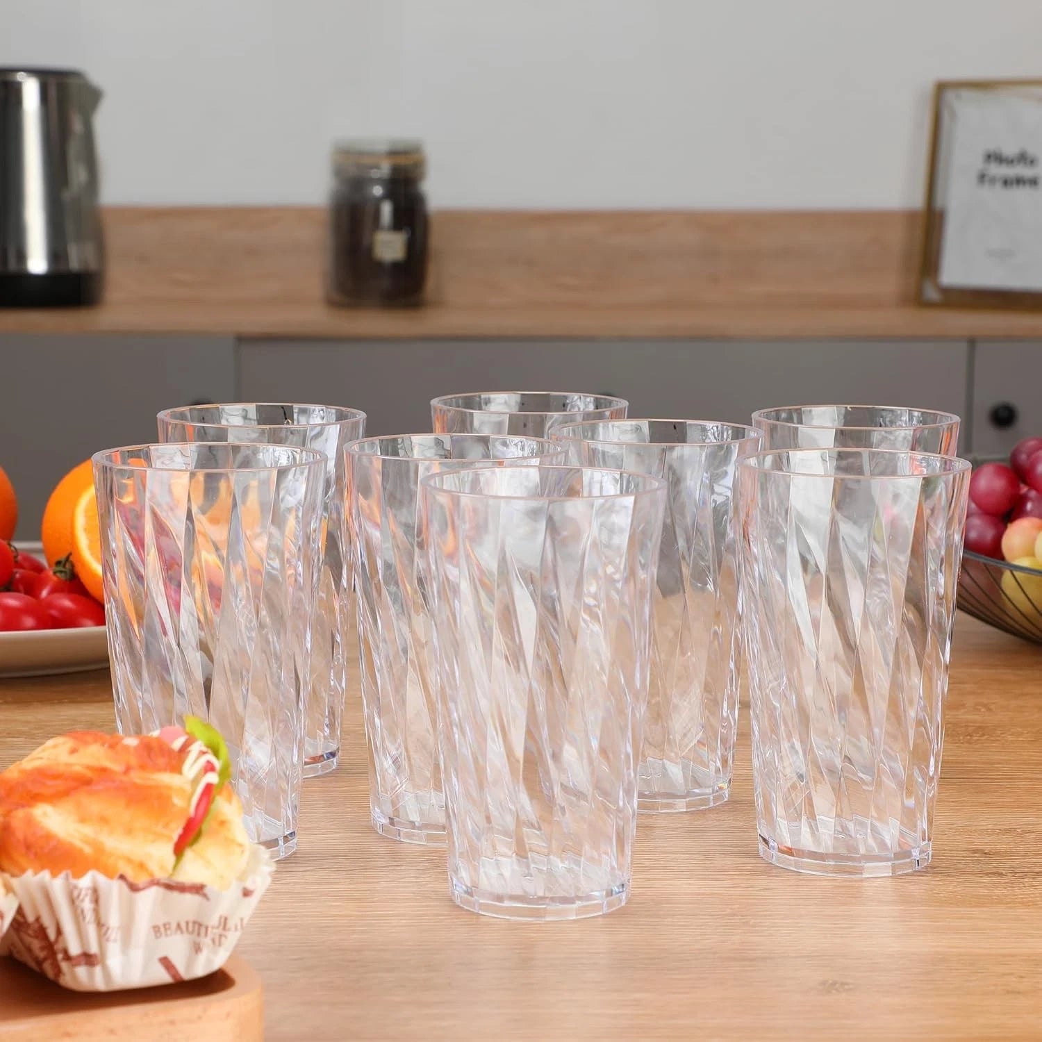 unbreakable Plastic Drinking Glasses，set of 8, shatterproof 10oz, Clear | eBay