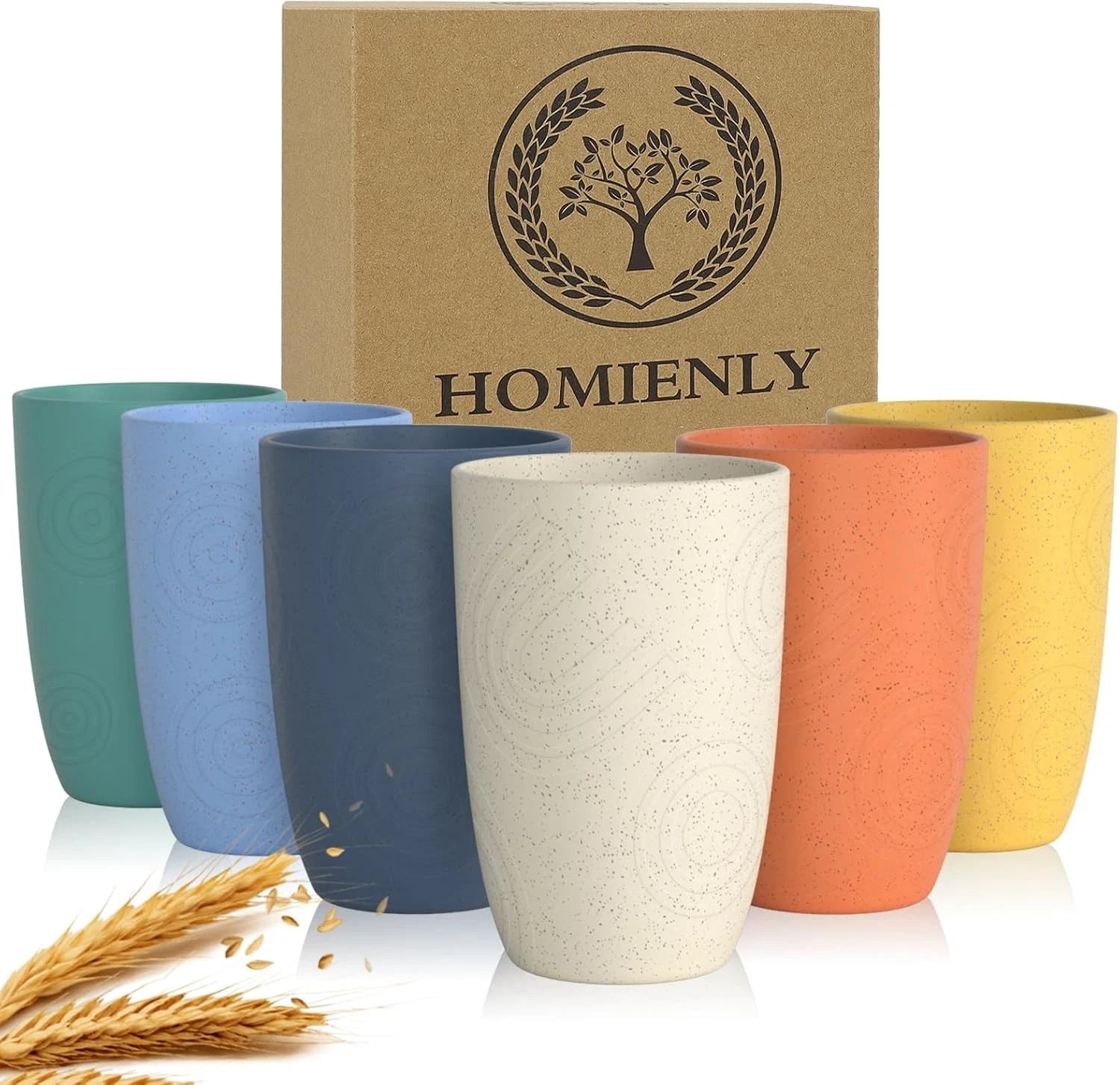 Homienly Drinking Glasses Premium Wheat Straw Unbreakable Cups - Set of 6 Altern | eBay