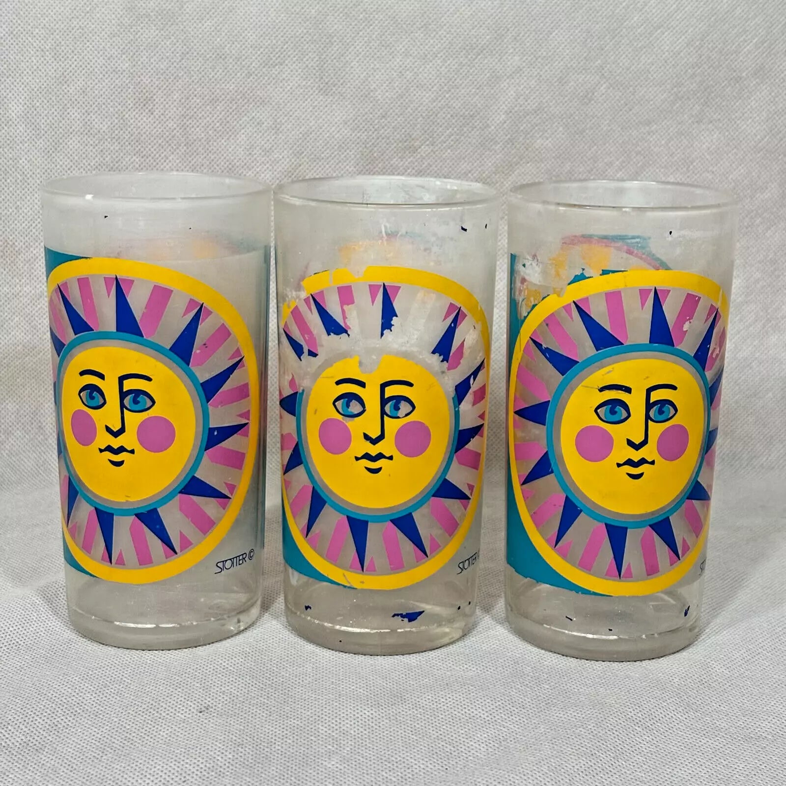Vintage Acrylic Cups Stotter Sun Design Plastic Drinking Glasses Set of 6 | eBay