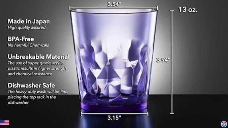 Unbreakable 13oz Acrylic Drinking Glasses Set of 6 - Dishwasher Safe Tumblers | eBay