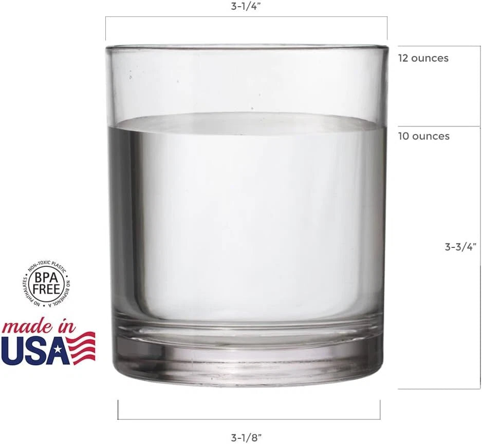 Classic Clear Plastic Reusable Drinking Glasses (Set of 6) 12oz Rocks Cups | eBay