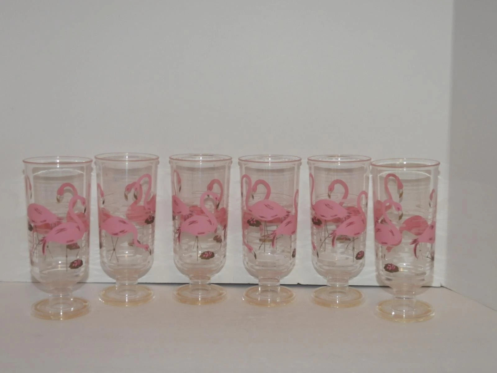 VINTAGE PINK FLAMINGOS SET OF 6 PLASTIC ENCOUNTERS BARWARE GLASSES | eBay