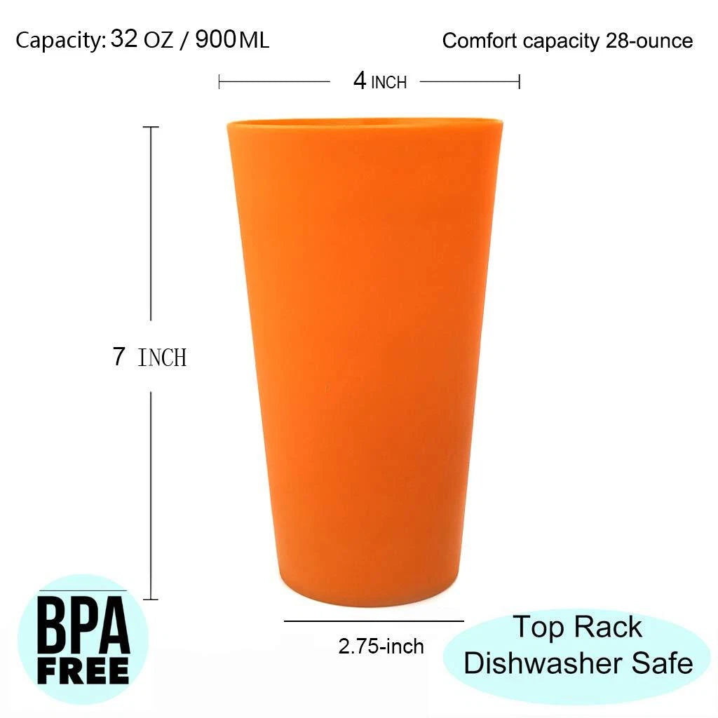 32ounce Plastic Tumblers Large Drinking Glasses Set Of 6 Multicolor | eBay