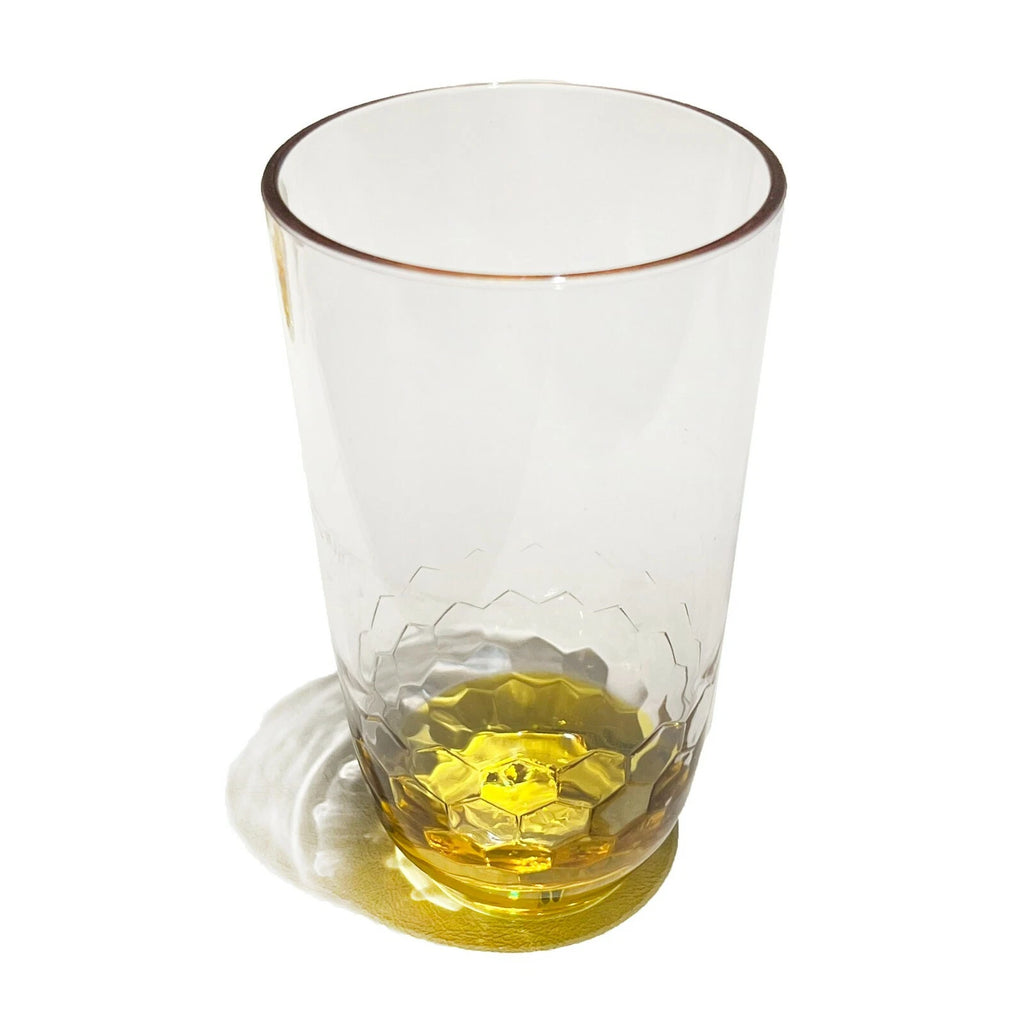 SET OF 4 - New Honeycomb Yellow Base 6" Tall Quality Acrylic Drinking Glasses | eBay