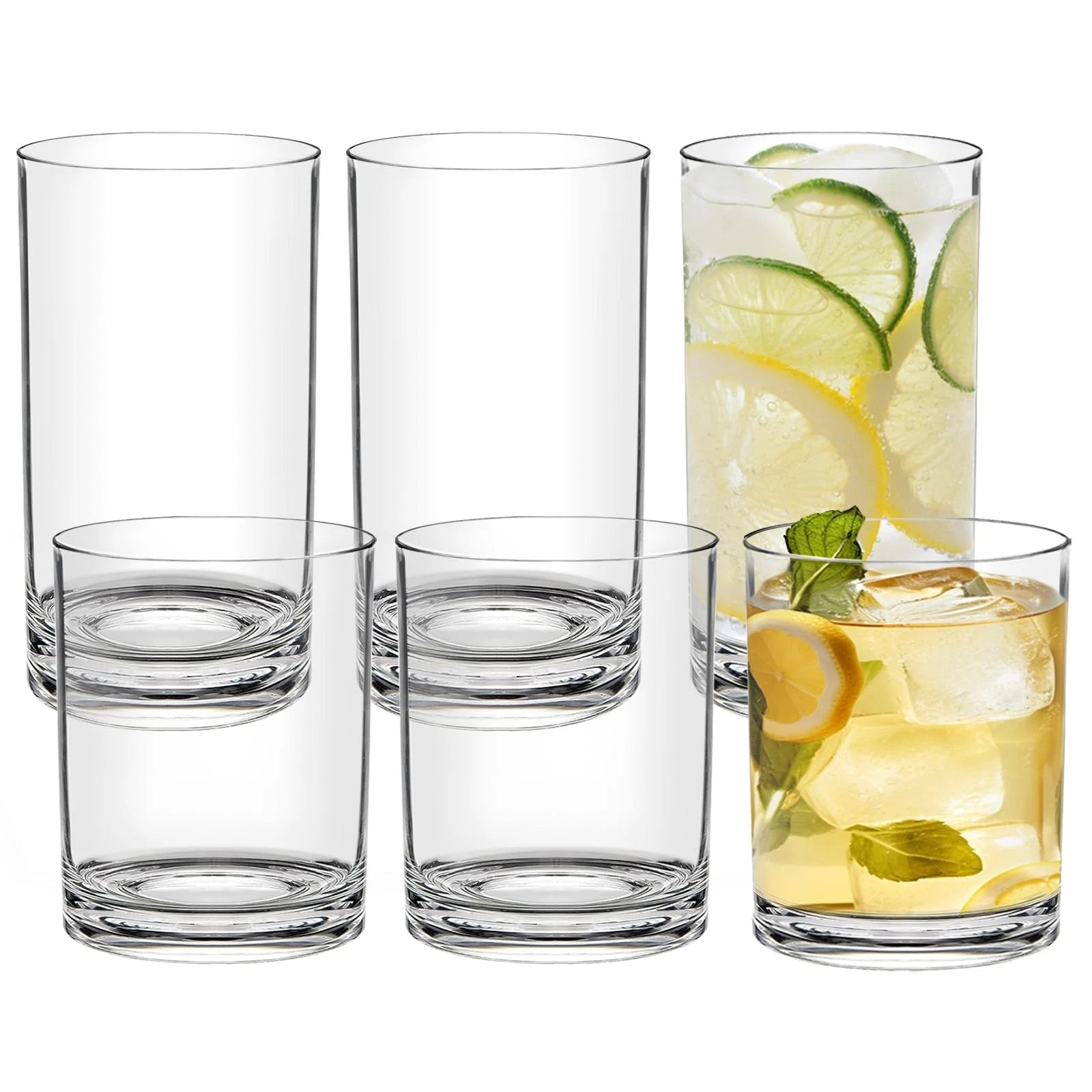 Acrylic Drinking Glasses Set of 6 - Clear Unbreakable Plastic Cups Reusable f... | eBay