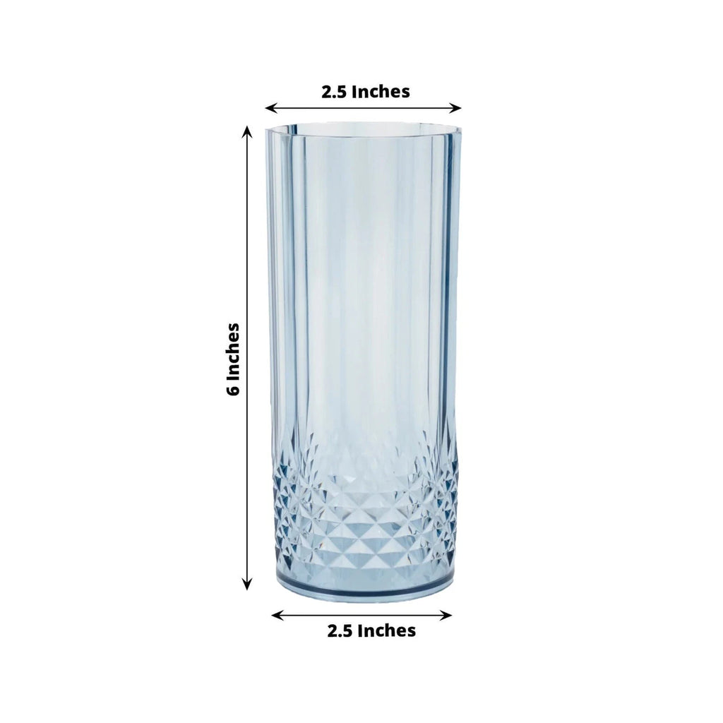 6 Dusty Blue 14 oz Crystal Plastic Drinking Glasses Party Events Tableware | eBay