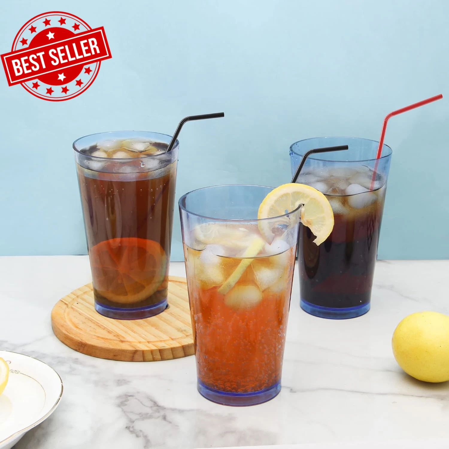 Set of 6 Unbreakable Plastic Drinking Glasses Shatterproof Reusable 16oz Tumbler | eBay