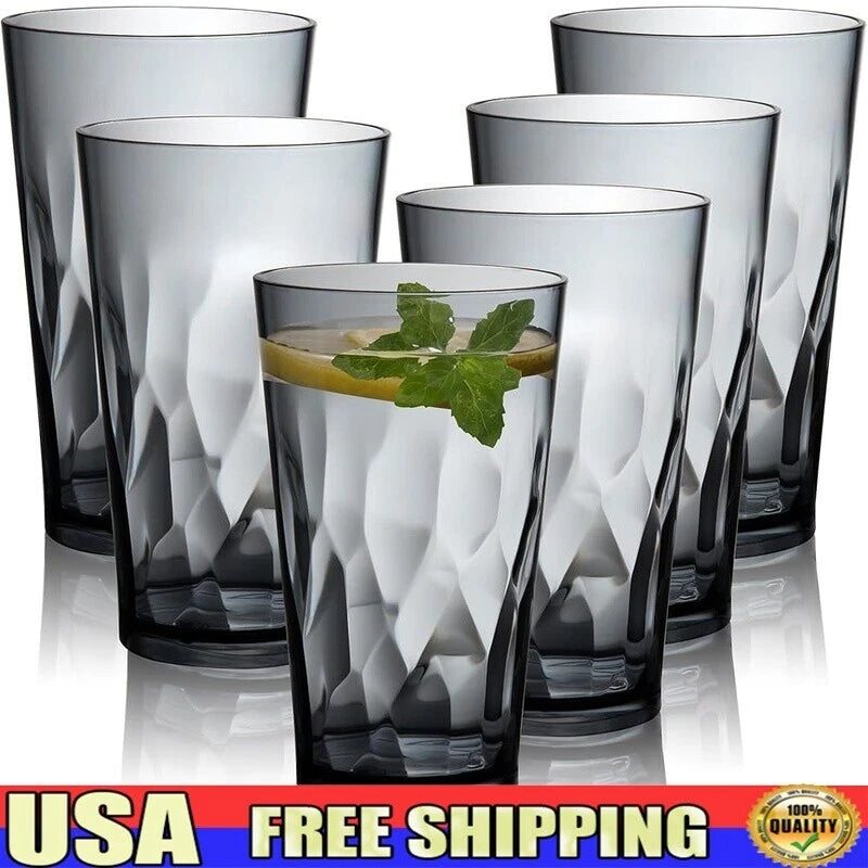 Unbreakable Plastic Drinking Glasses Set of 6 Shatterproof Dishwasher Safe Cups | eBay