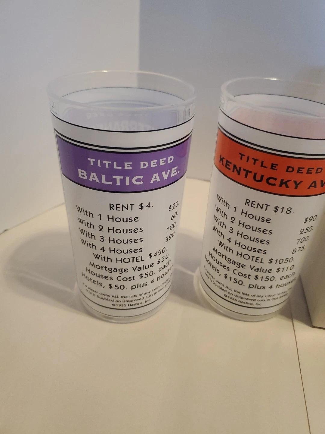 Vntg 1999 Monopoly Dept 56 set of 4 plastic drinking glasses - boardgame | eBay