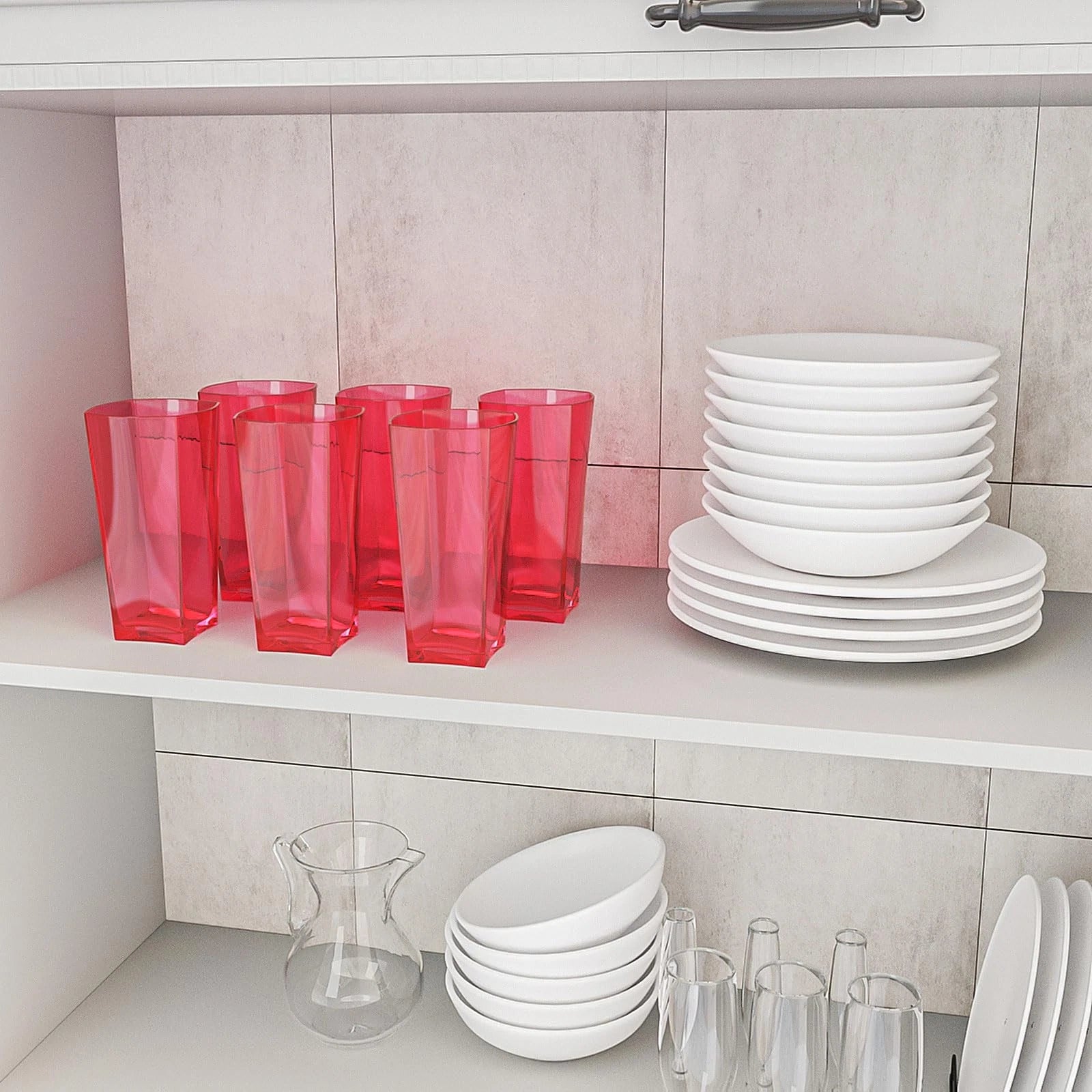 Unbreakable Red Plastic Drinking Glasses Set of 6, 20 oz BPA-Free Tumblers | eBay