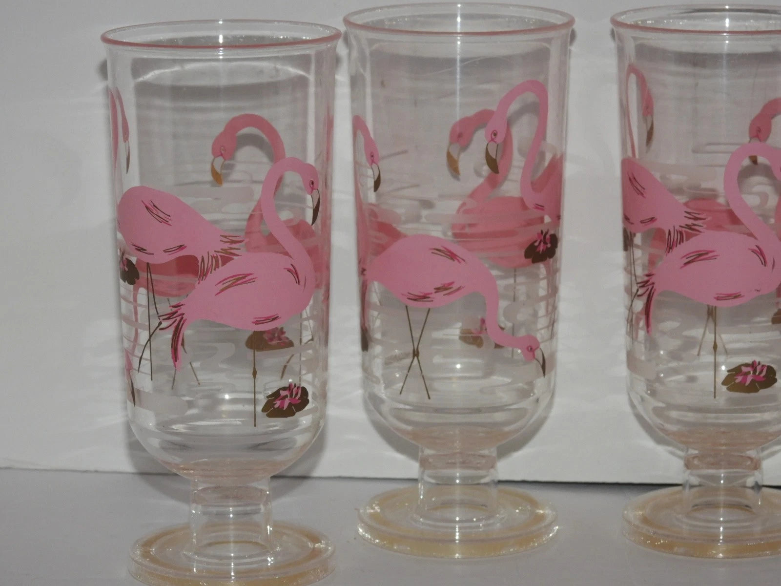 VINTAGE PINK FLAMINGOS SET OF 6 PLASTIC ENCOUNTERS BARWARE GLASSES | eBay