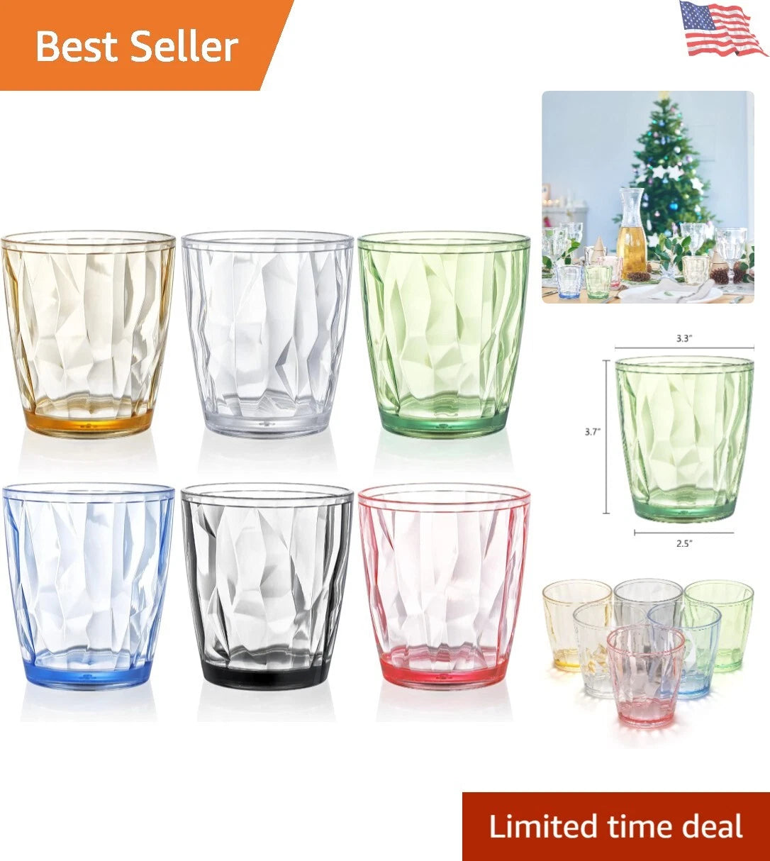 Set of 6 BPA Free Plastic Drinking Glasses Stackable Tumblers for Cold Drinks | eBay