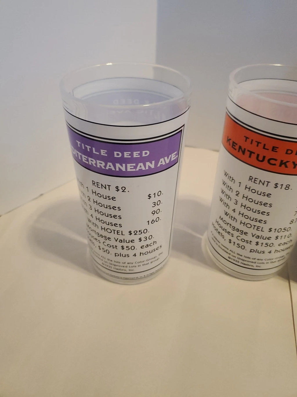 Vntg 1999 Monopoly Dept 56 set of 4 plastic drinking glasses - boardgame | eBay