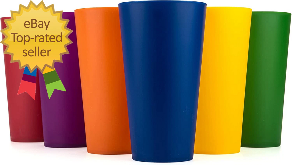 32-Ounce Plastic Tumblers Large Drinking Glasses Set of 6 Multicolor | eBay