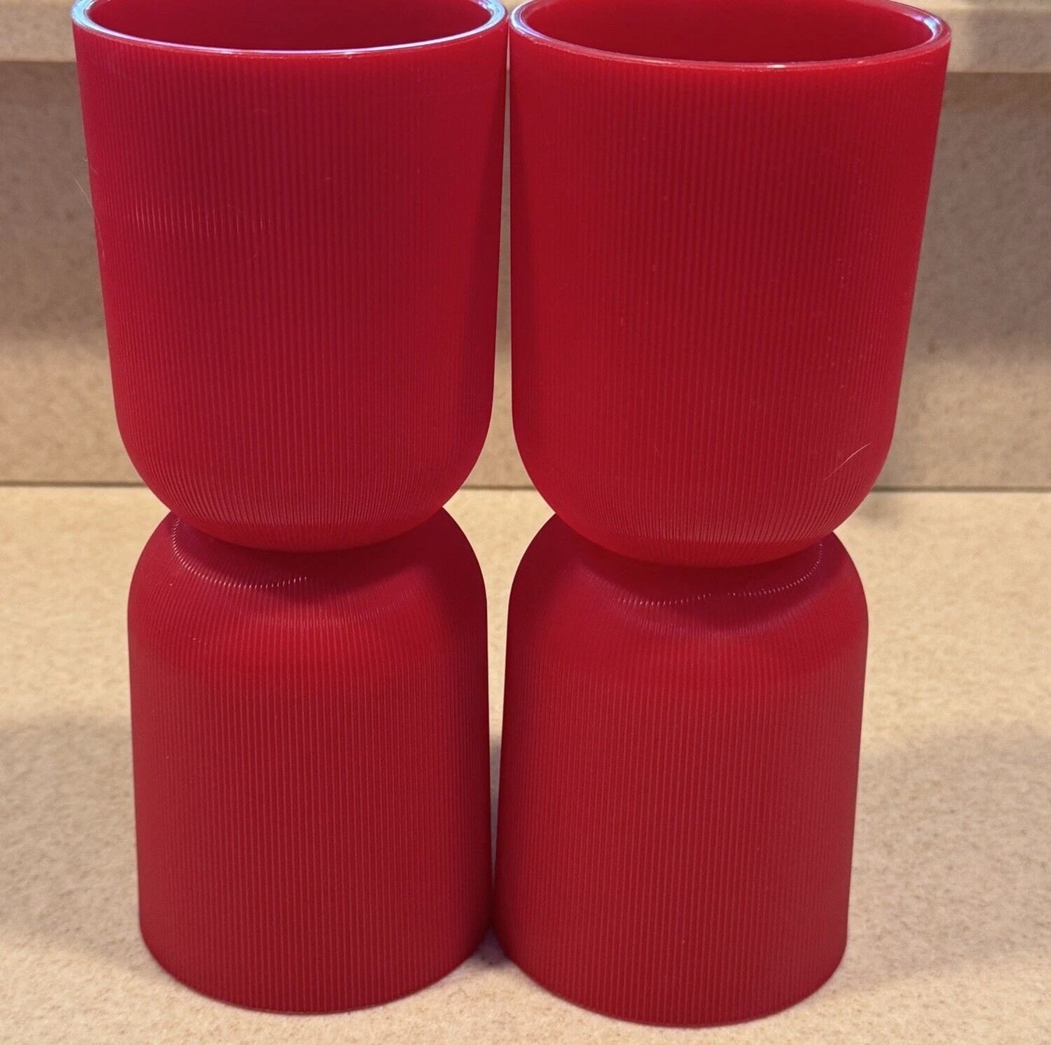 Vintage Majestic Ribbed Plastic Drinking Glass Cup Red 4" MCM 1960's set of 6 | eBay