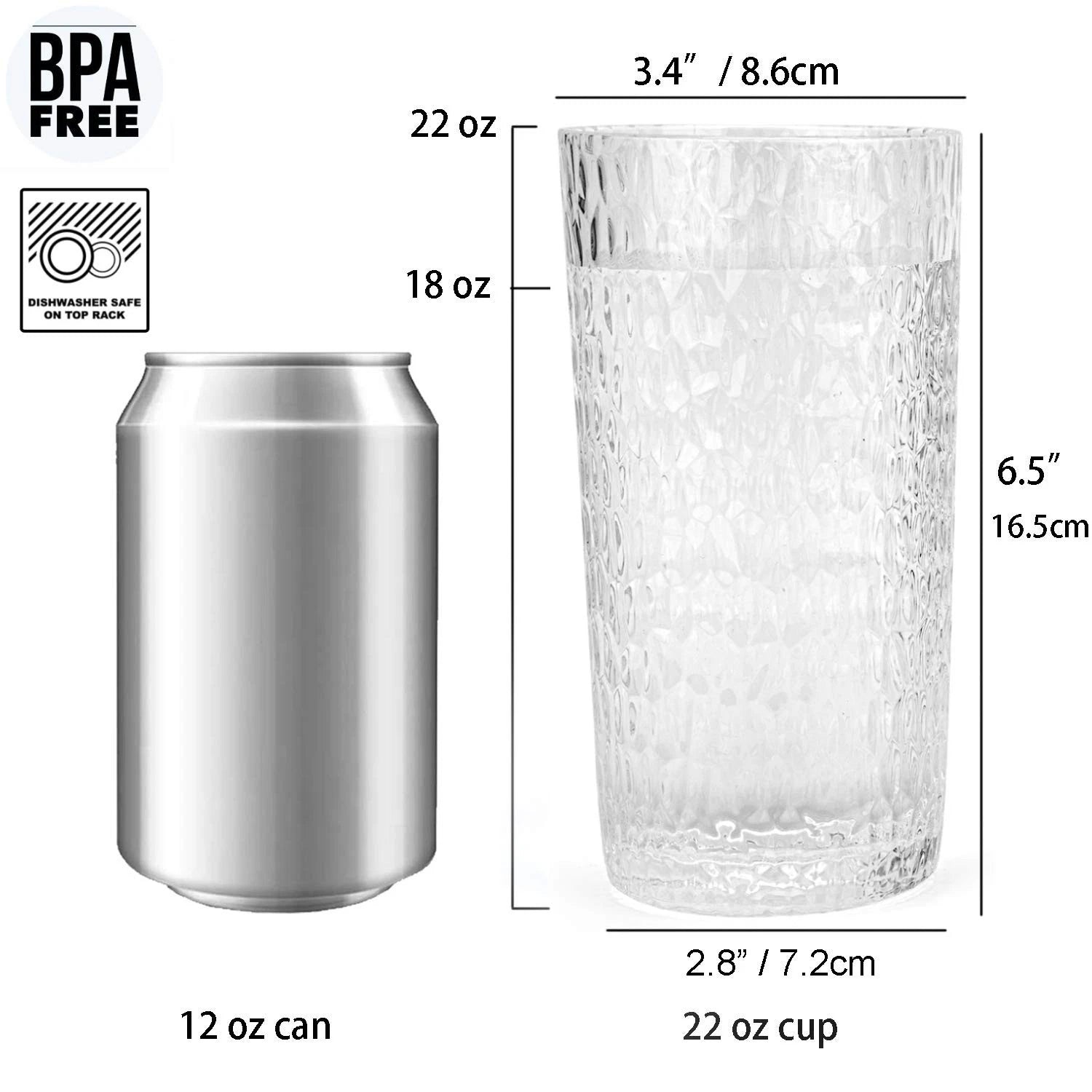 22-ounce Honeycomb Highball Glasses Plastic Tumbler Acrylic Glasses, set of 6... | eBay