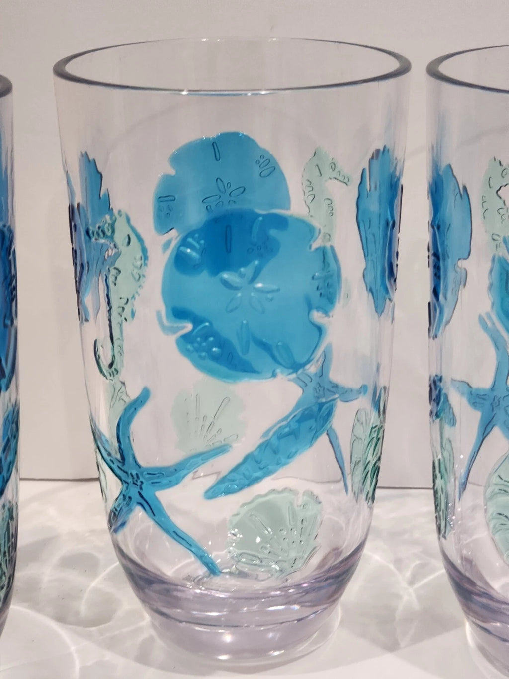 Coastal Acrylic Tall Tumblers Seashells Starfish Drinking Glasses Set of 4 | eBay
