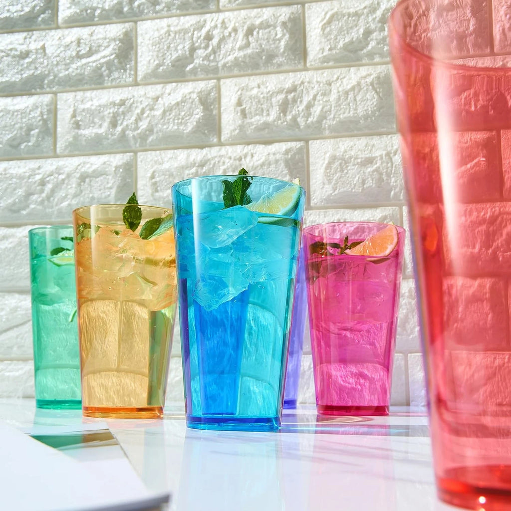 Classic Plastic Reusable Drinking Glasses (Set of 6) Restaurant Cups Style 20 Oz | eBay