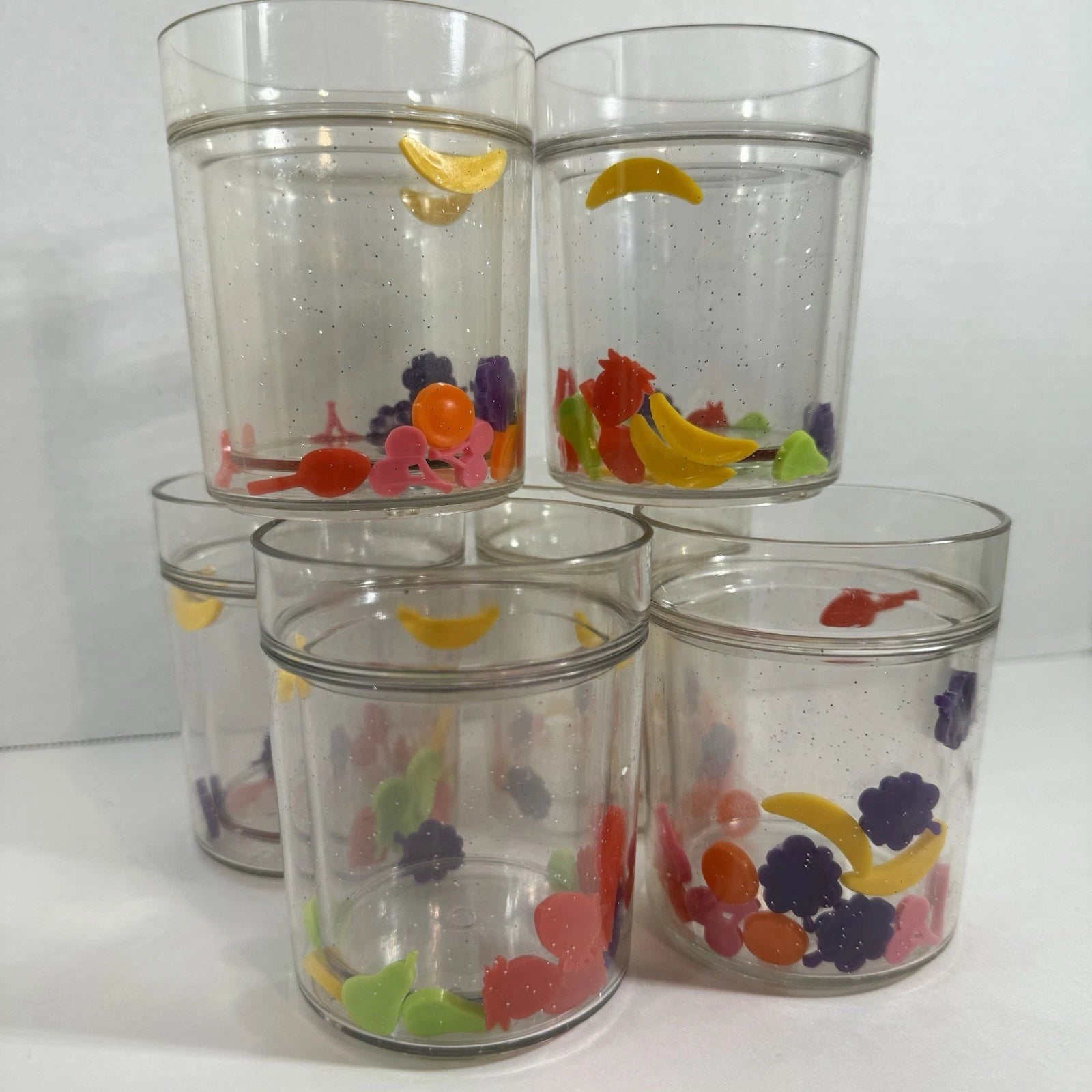 Fruit Tumblers Acrylic Drinking Glasses Set Of 6 Beachy Picnic Poolside Vintage | eBay
