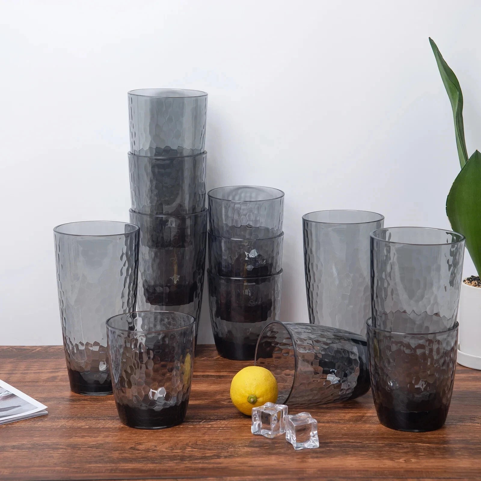 Hammered 26 Ounce Plastic Tumbler Acrylic Drinking Glasses, Set of 6 | eBay