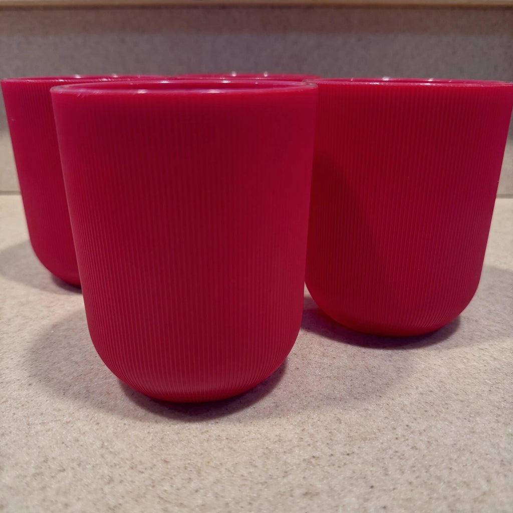 Vintage Majestic Ribbed Plastic Drinking Glass Cup Red 4" MCM 1960's set of 6 | eBay