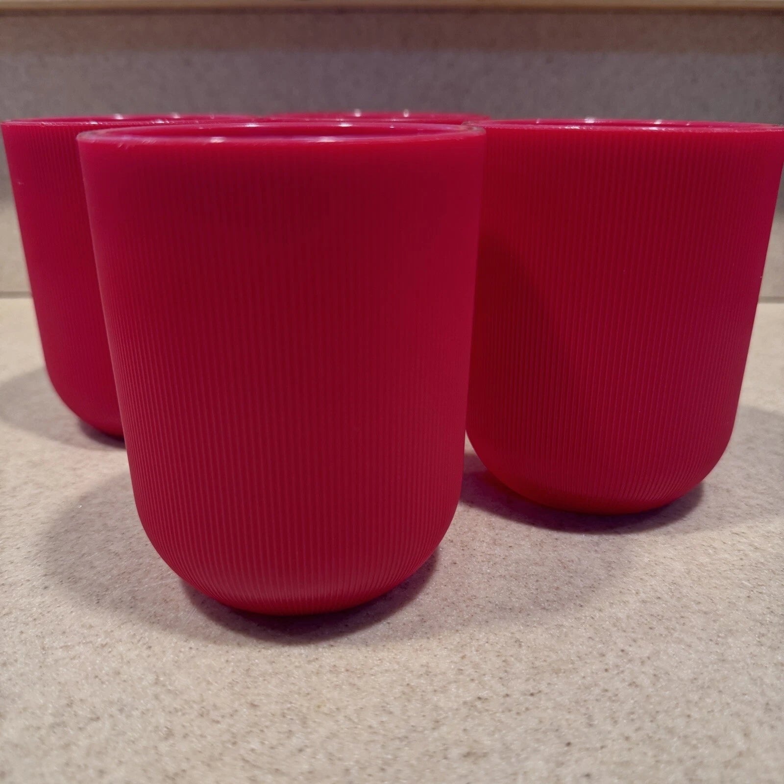 Vintage Majestic Ribbed Plastic Drinking Glass Cup Red 4" MCM 1960's set of 6 | eBay