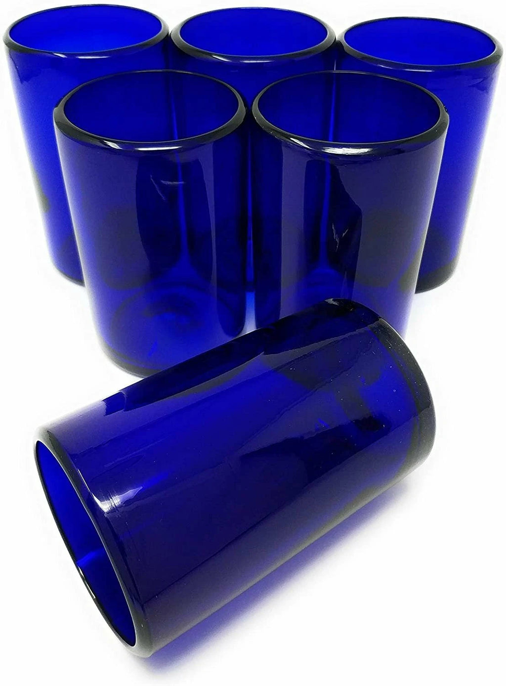 Hand Blown Mexican Drinking Glasses – Set of 6 Cobalt Water Glasses (14 oz each) | eBay