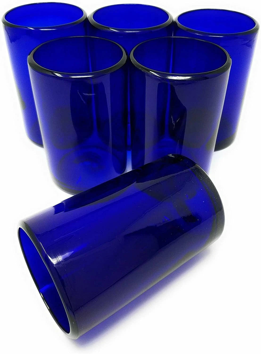 Hand Blown Mexican Drinking Glasses – Set of 6 Cobalt Water Glasses (14 oz each) | eBay
