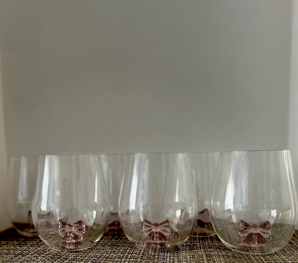 PINK BOW TIE GIRLY Set of 6 ACRYLIC STEMLESS WINE GLASS 3D PARTY DRINKING CUP | eBay