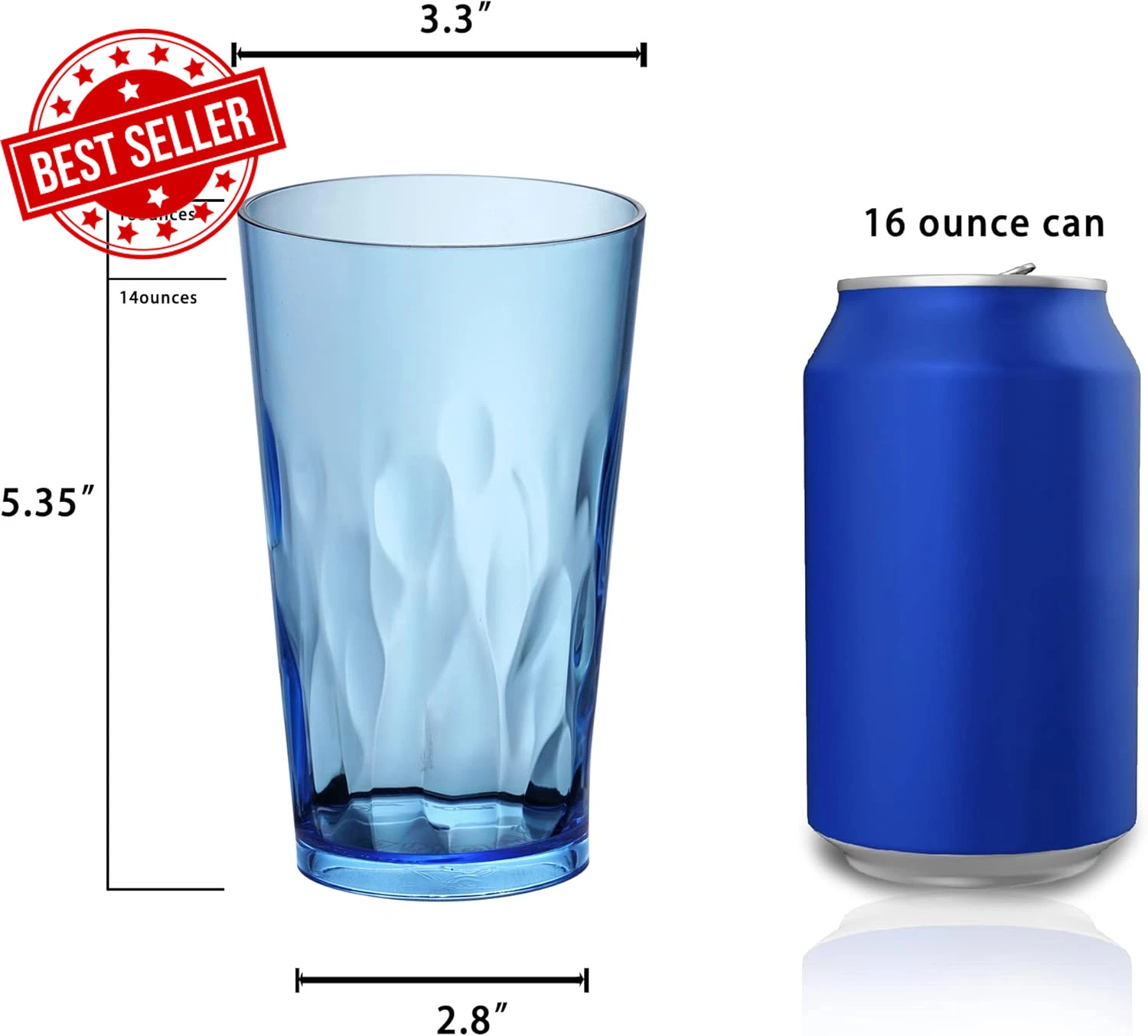 Set of 6 Unbreakable Plastic Drinking Glasses Shatterproof Reusable 16oz Tumbler | eBay
