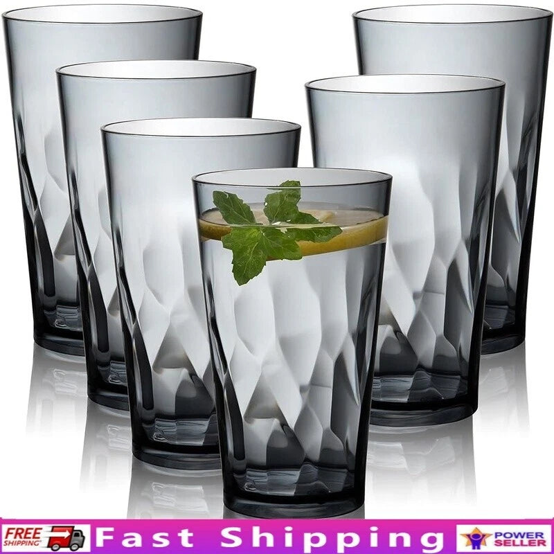 Unbreakable Shatterproof Plastic Drinking Glasses Set of 6 Dishwasher Safe New | eBay