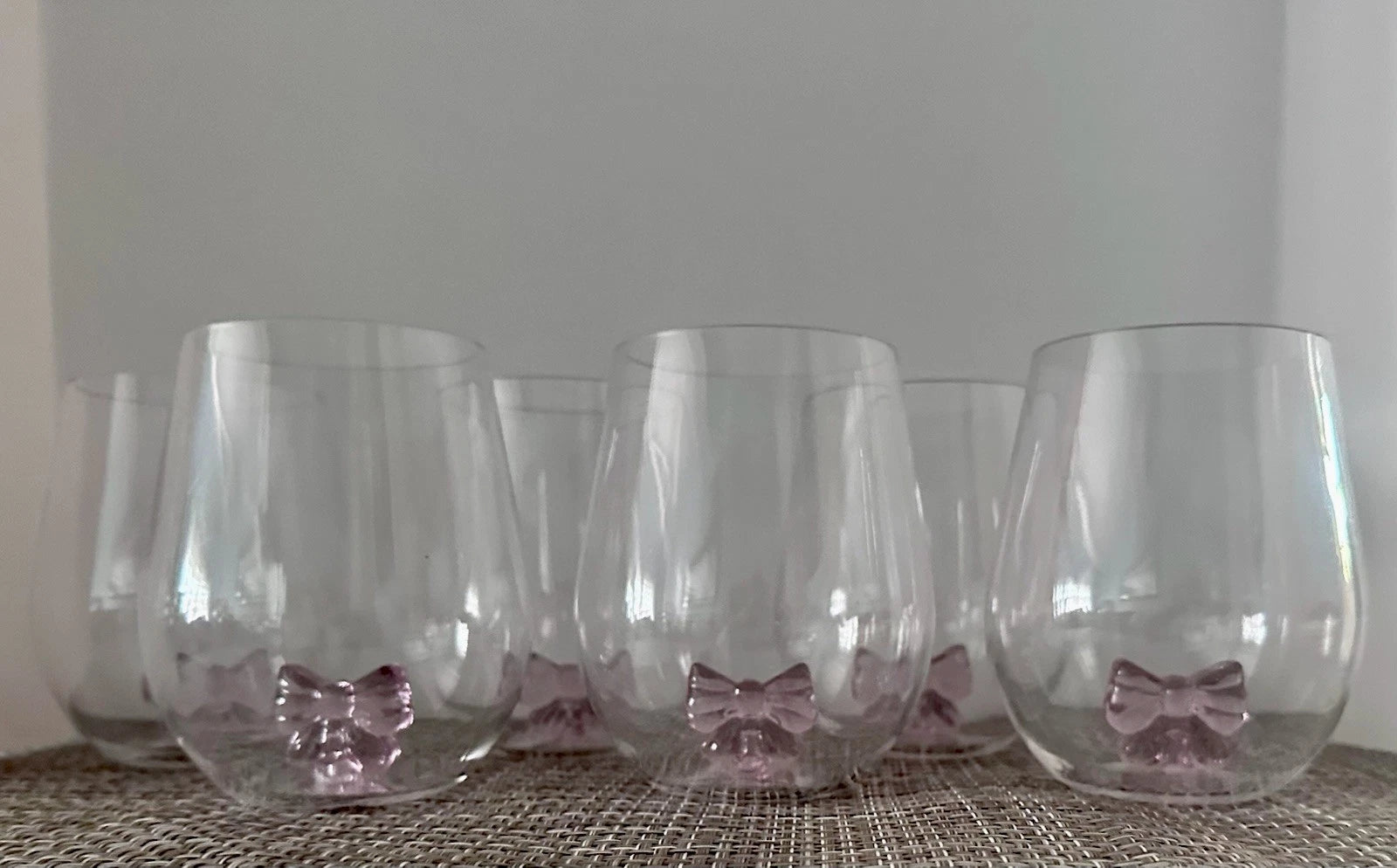 PINK BOW TIE GIRLY Set of 6 ACRYLIC STEMLESS WINE GLASS 3D PARTY DRINKING CUP | eBay