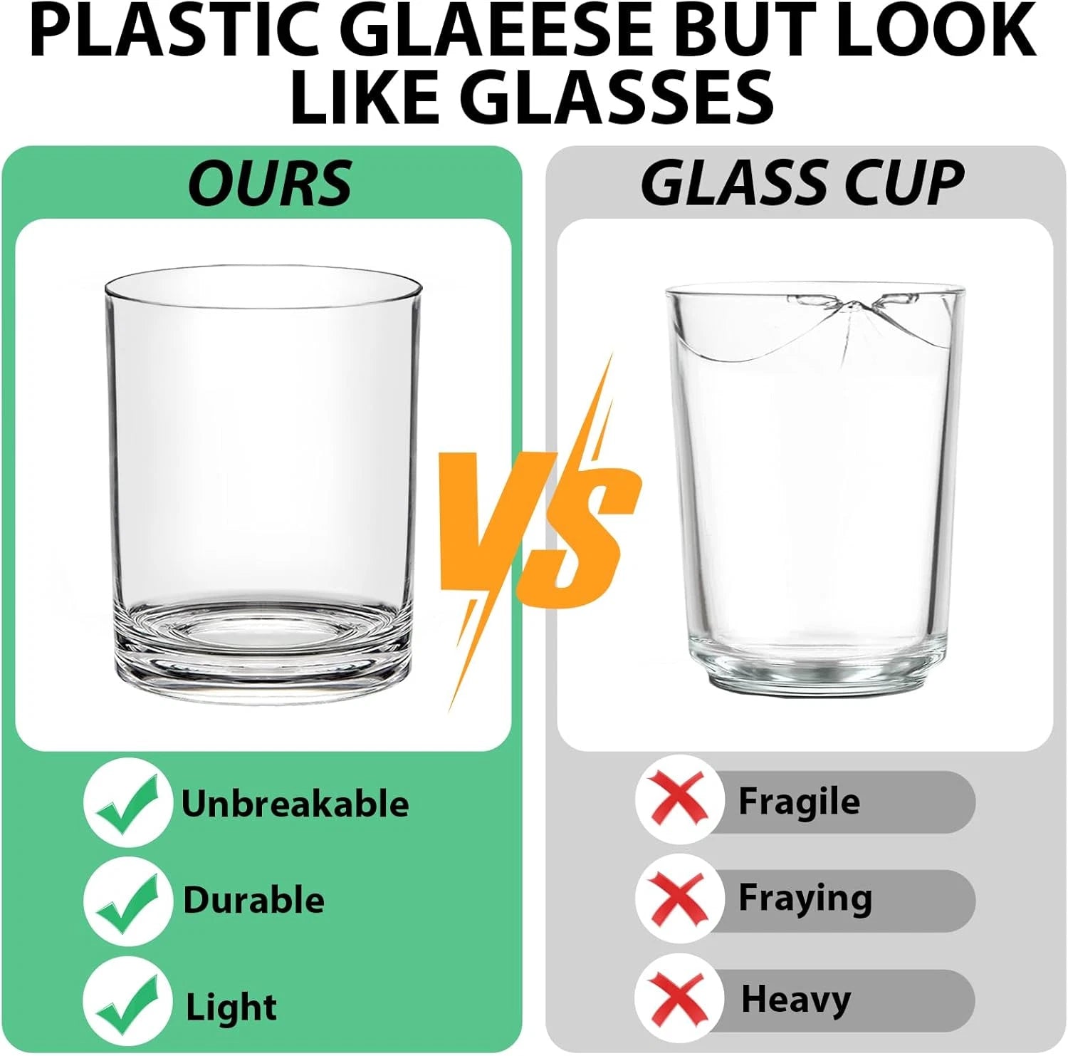 12Oz Plastic Drinking Glasses Set of 6, Reusable Plastic Cups - Dishwasher Safe, | eBay