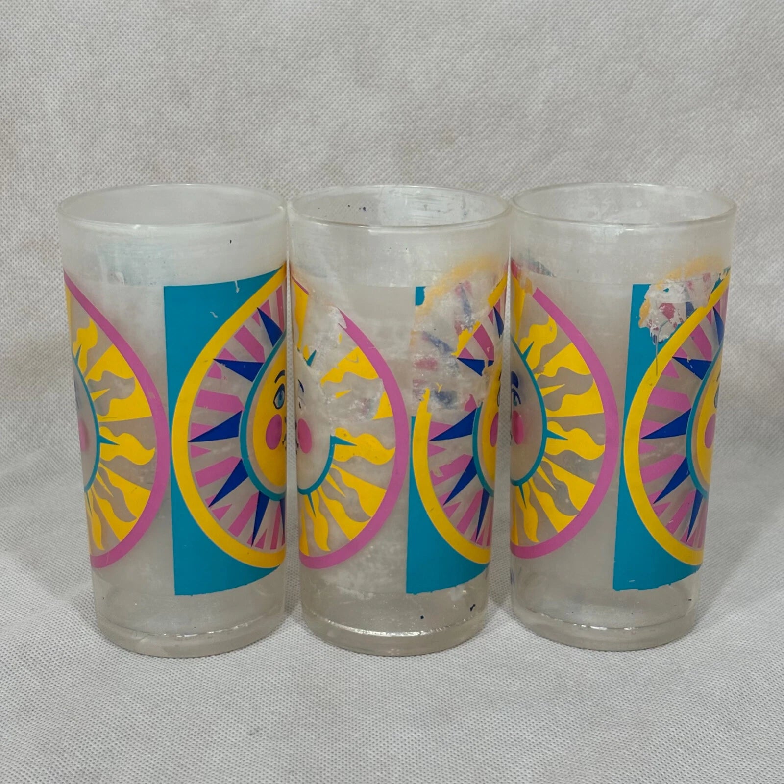 Vintage Acrylic Cups Stotter Sun Design Plastic Drinking Glasses Set of 6 | eBay