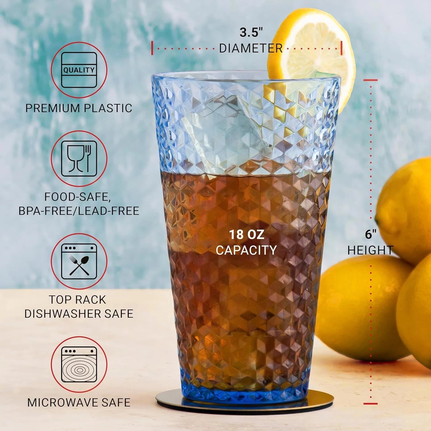 Laguna Plastic Drinking Glasses, Premium Quality Durable Set of 6, Multicolor | eBay