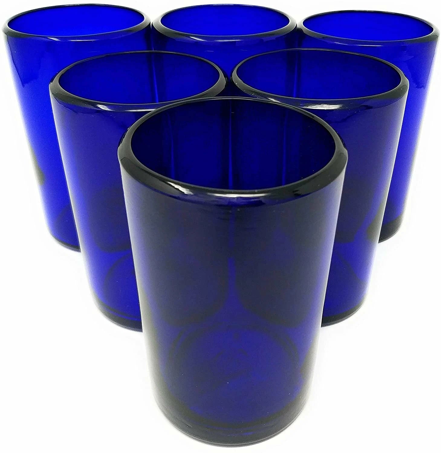 Hand Blown Mexican Drinking Glasses – Set of 6 Cobalt Water Glasses (14 oz each) | eBay