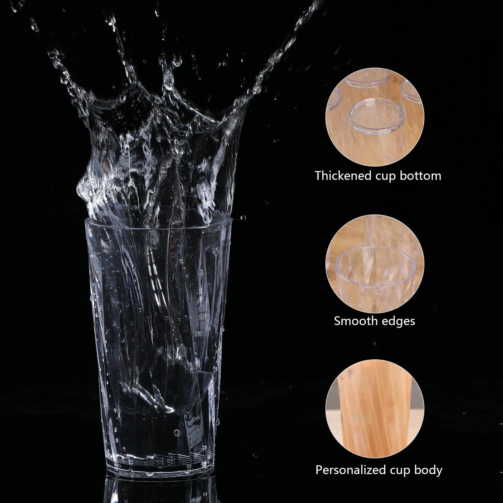 unbreakable Plastic Drinking Glasses,Set of 8, Shatterproof Drinking Cups, Pl... | eBay