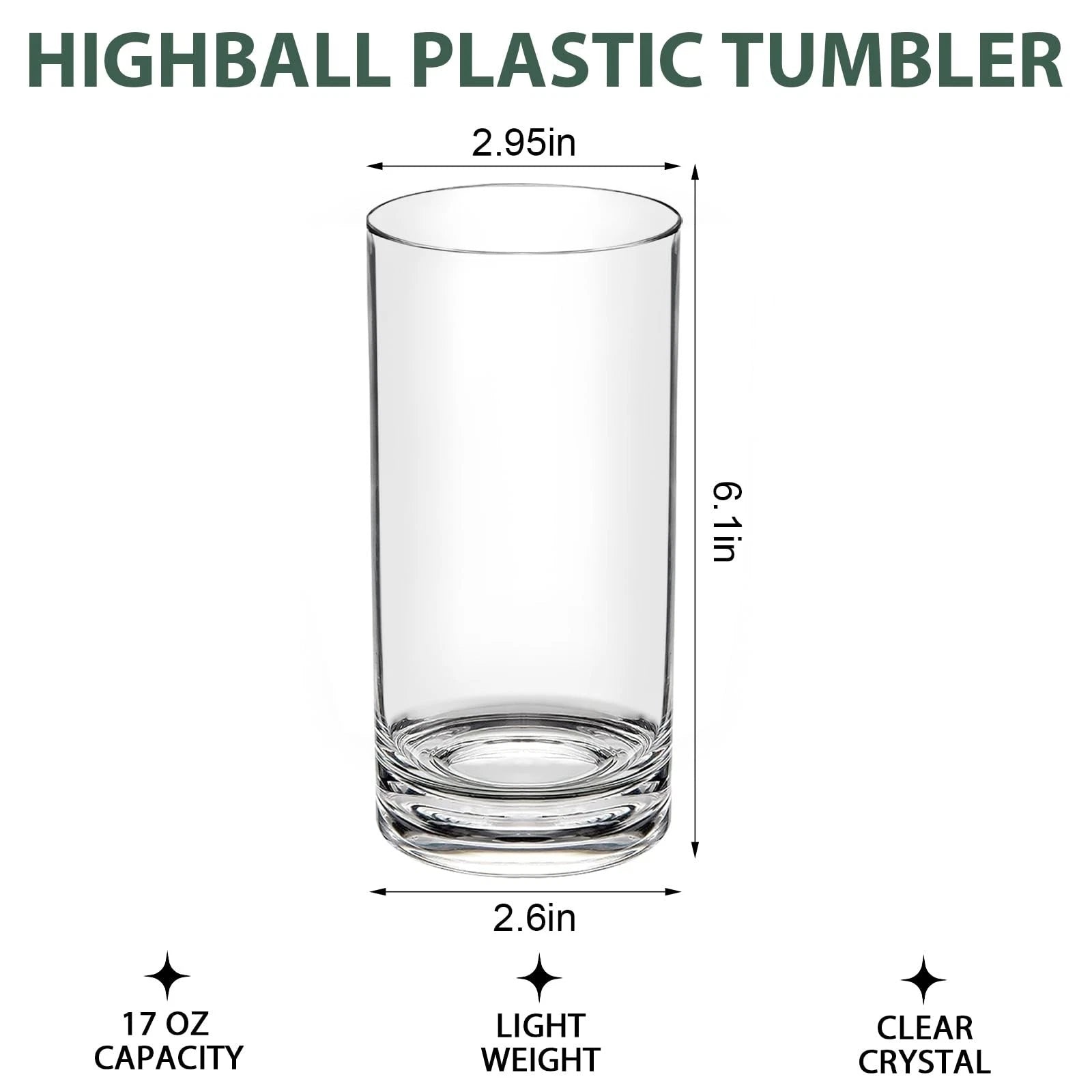 Shatterproof Plastic Drinking Glasses Set of 6, 17 Oz Clear Unbreakable Tumbl... | eBay