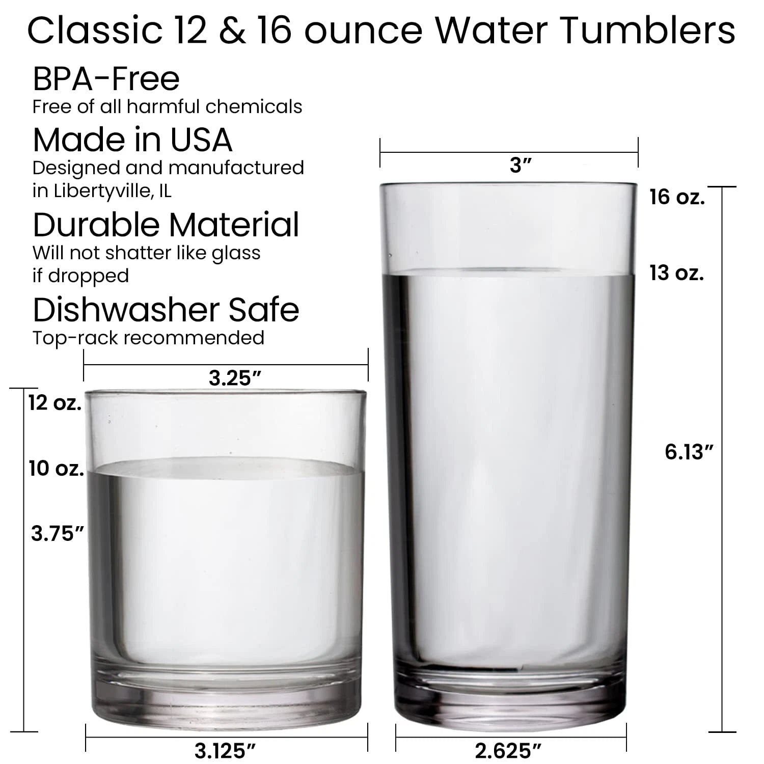 US Acrylic Classic Clear Plastic Reusable Drinking Glasses Set of 8 12oz Rock... 80844003023| eBay