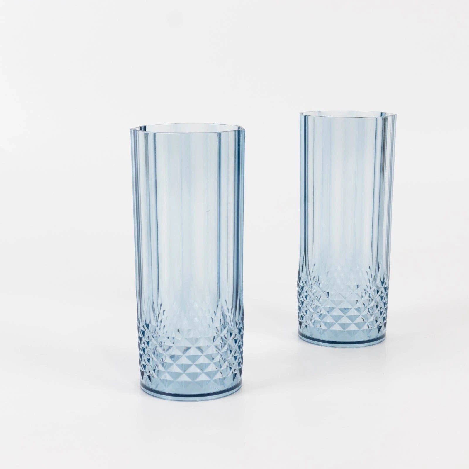 6 Dusty Blue 14 oz Crystal Plastic Drinking Glasses Party Events Tableware | eBay