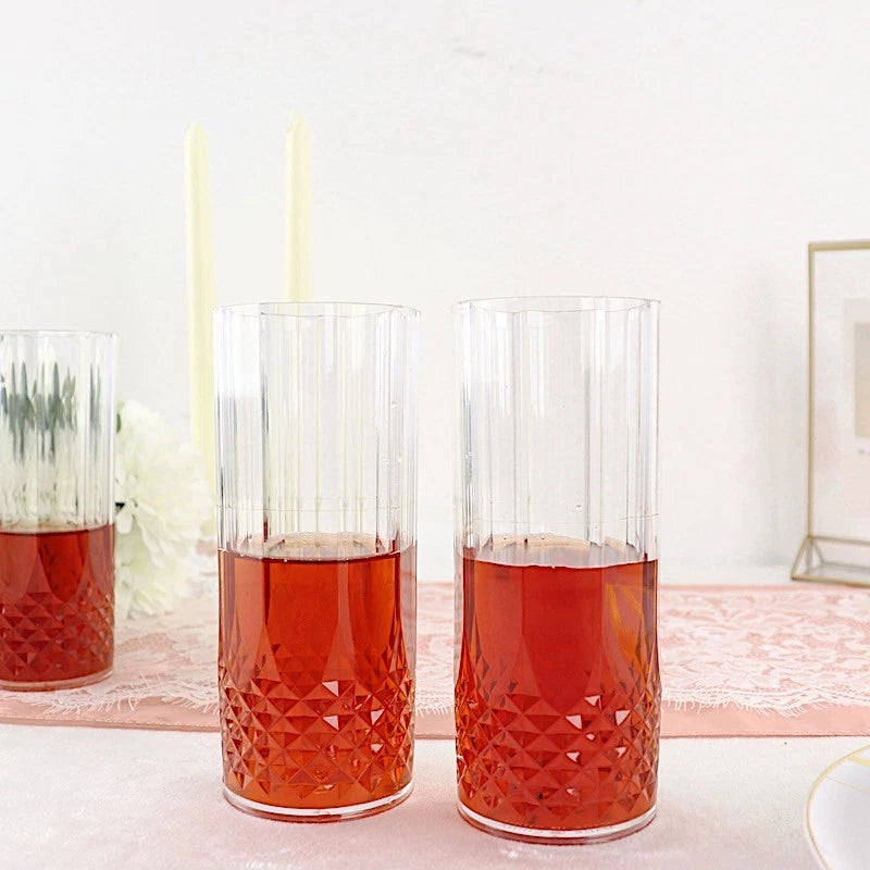 6 Clear 14 oz Crystal Plastic Drinking Glasses Party Events Disposable Tableware | eBay