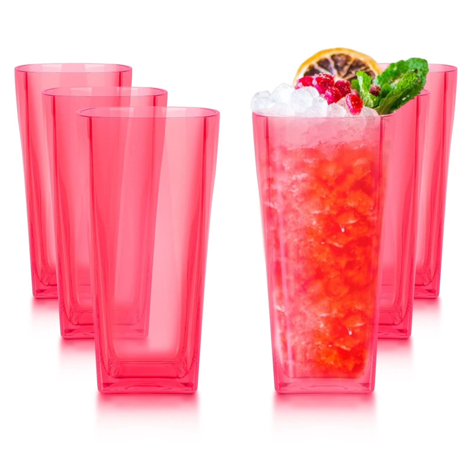 Unbreakable Red Plastic Drinking Glasses Set of 6, 20 oz BPA-Free Tumblers | eBay